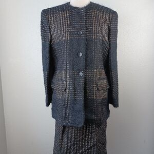 EUC Laura Leigh Ltd Women's Wool Blazer and Skirt Set Size 10